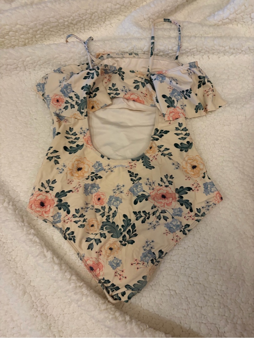 Floral Off-Shoulder Ruffle One-Piece Top - Cream - Picture 2 of 3